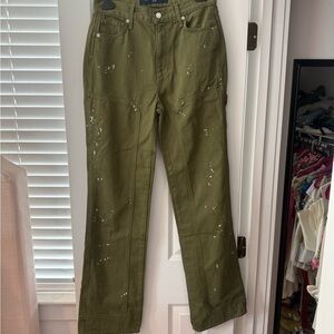 Veronica Beard Olive Dylan Straight Leg Pants size 27